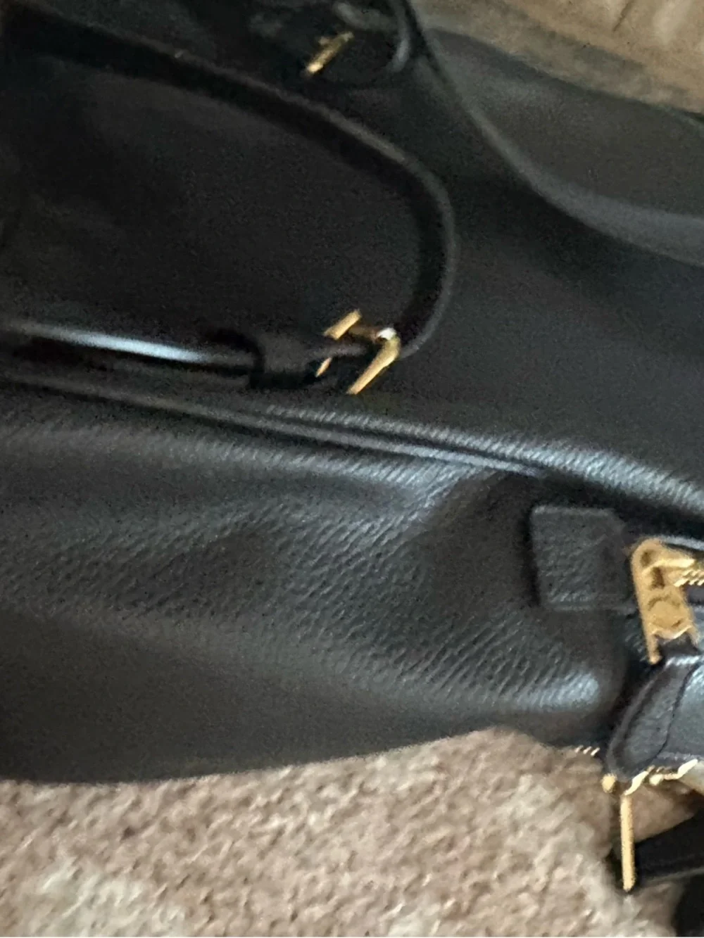 Coach Black Leather Backpack with Gold Accents - Picture 4 of 10